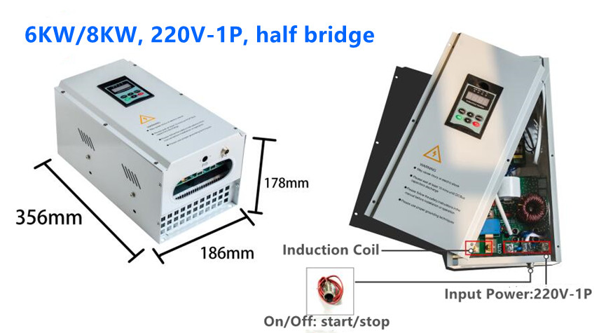 6Kw~8KW, 220V-1P half Bridge Electromagnetic Induction Heater