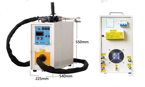 Portable high frequency induction heating machine for brazing or welding copper tubes